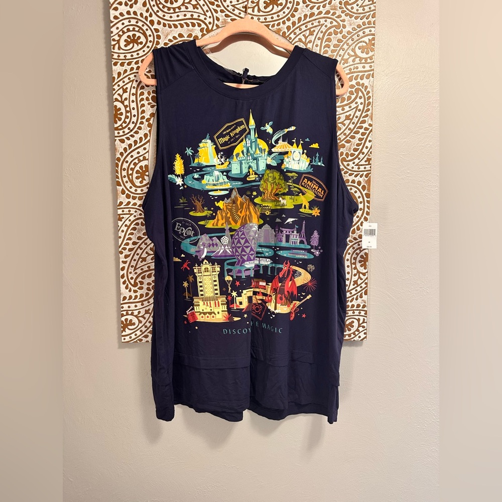 Walt Disney World Parks Blue Sleeveless Graphic Tank Top